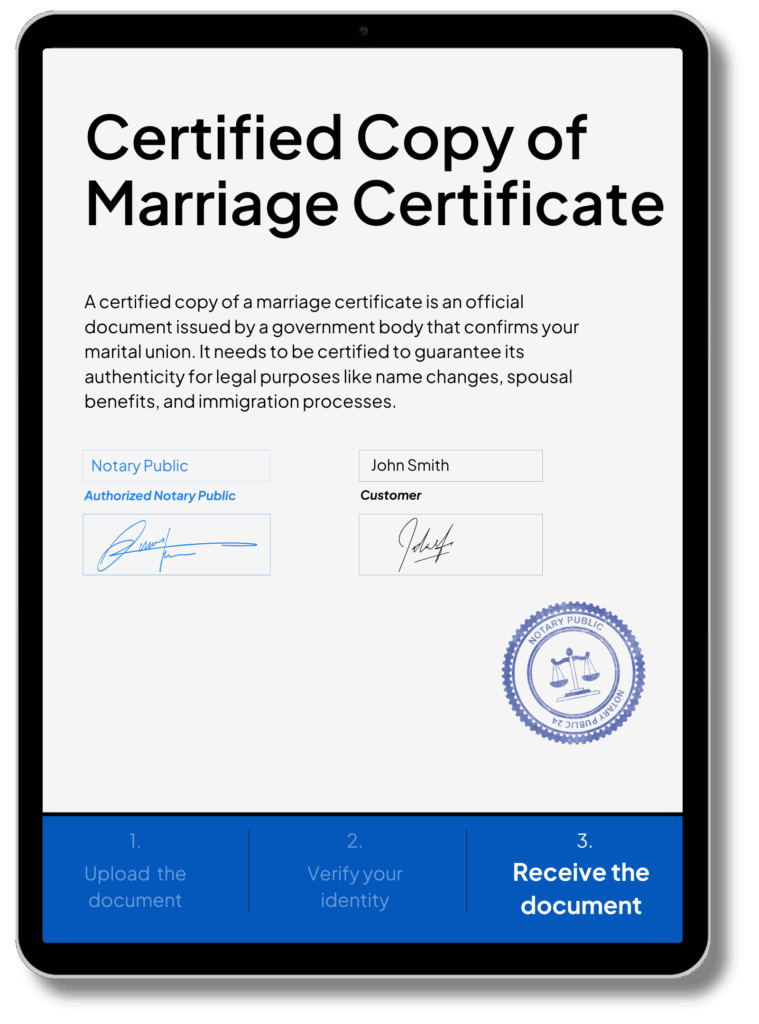Copia compulsada del certificado de matrimonio