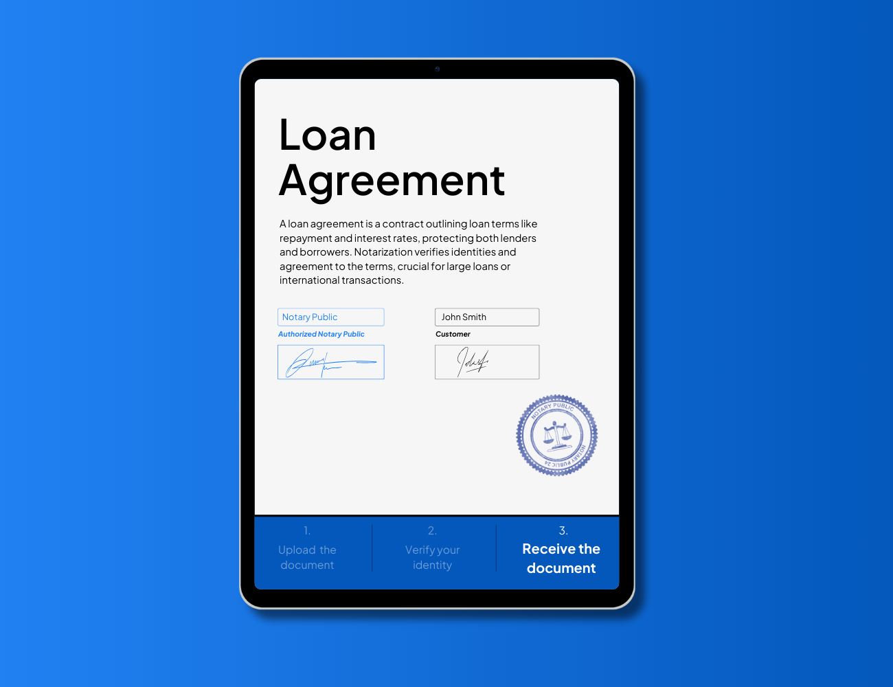 loan agreement document, notarized loan agreement